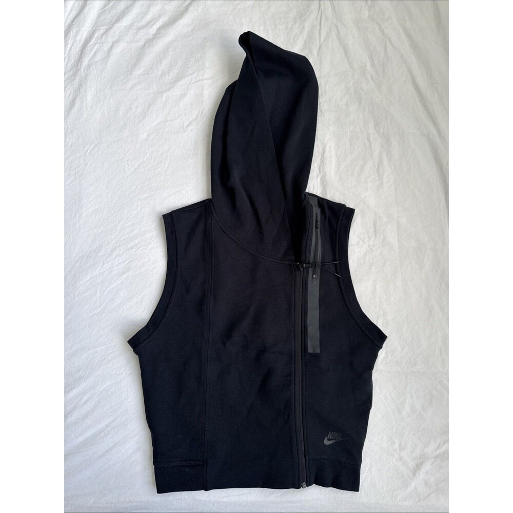 Womens Nike Sportswear Tech Fleece Black Hoodie Vest 689067-010 Size Medium